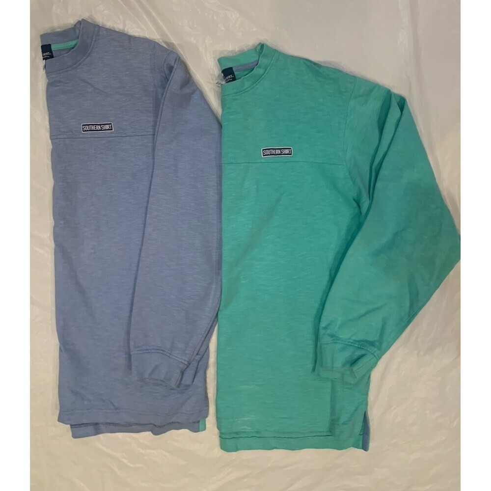 Lot Of 2 Southern Shirt  Long Sleeve Women’s Green/ BlueSize M 100% Cotton Heavy